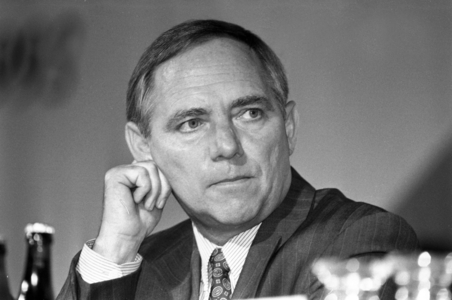 Wolfgang Schäuble (Germany CDU chairman of the CDU CSU parliamentary group) during a..., 1993 (photo)