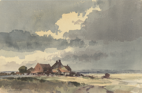 Platten's Farm (pencil and watercolour with scratching out on paper)