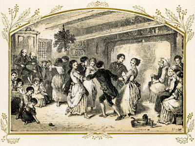 Christmas scene - illustration by Birket Foster