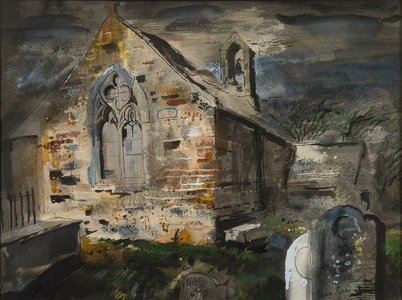 The Churchyard, c.1950 (pen, brush, black ink, w/c, gouache, & crayon heightened with white on paper)	
