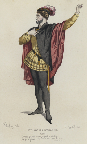 Corneille, Don Sanche D'Aragon, Act I, Sc IV (coloured engraving)