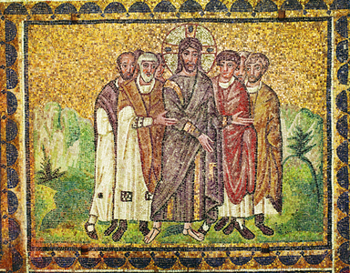 Jesus and apostles, 6th century (mosaic)