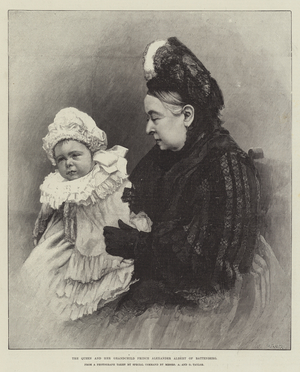 The Queen and her Grandchild Prince Alexander Albert of Battenberg (engraving)