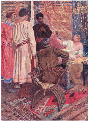 To the immortal honour of the first Crusade who shall strike lance or sword on the gate of Jerusalem (colour litho)