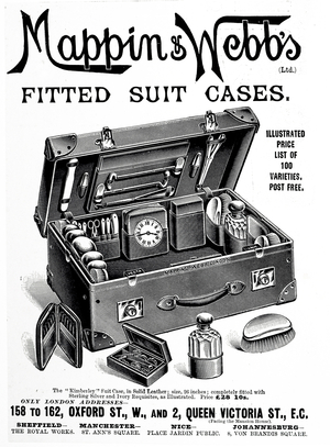 Advertisement for Mappin & Webb's fitted suitcases