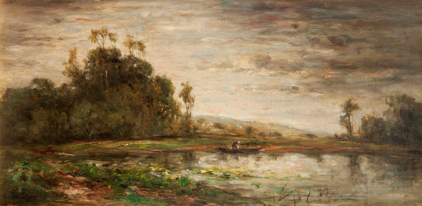 River Scene at Sunset, 1875 (oil on canvas)