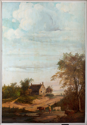 Second back room at the back, meeting room, murals with rural scenes in classical style, probably from around 1810, scene 7