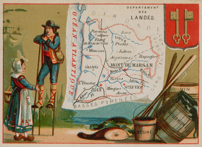 Department of Landes in southern France (chromolitho)