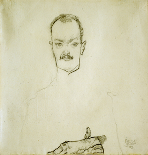 Portrait of Arthur Roessler, 1910 (chalk & pencil on paper)