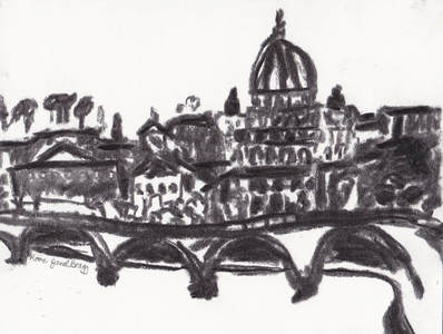 St. Peter's Basilica Rome, c.2014 (charcoal on paper)