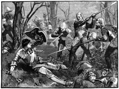 Death of Warwick the Kingmaker: Richard Neville, Earl of Warwick, c.1880 (engraving)