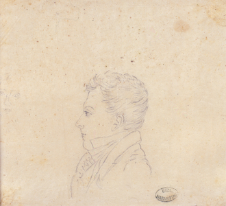 Drawing of Mr Setivaux, paymaster of the Grand Duchy of Tuscany, reproduction of a drawing by Madame de Finguerlin (pencil on paper)