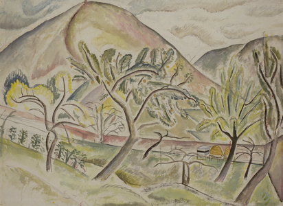 Beehive in orchard, Capel-y-ffin, c.1926 (w/c)