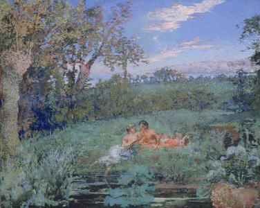 The Lovers on the River Bank, c.1910-20 (pastel & w/c on paperboard)