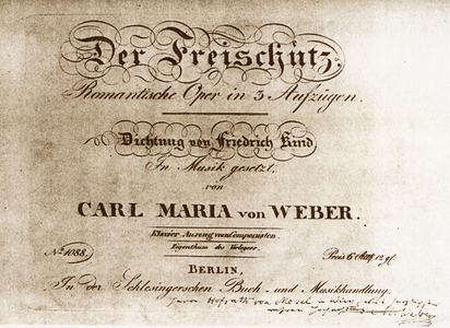 Title page of the German Opera 'Der Freischutz' (The Free Shooter)