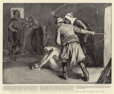 Armenia after the Massacres, "The Devil's Ball" an effort to enforce the Payment of Taxes (litho)