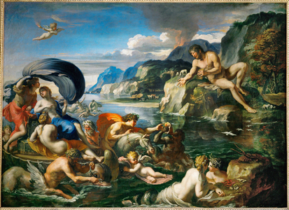 Acis et Galatee se derobant au regard de Polypheme Acis and Galatea hiding before Polyphemus …