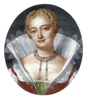 Louise Labe (1524-1566) French poet at the time of Renaissance (engraving)