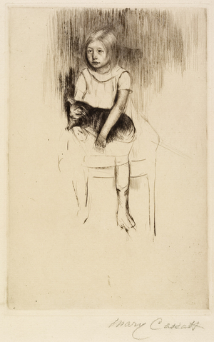 Ellen Holding a Cat, Looking Left, c. 1887