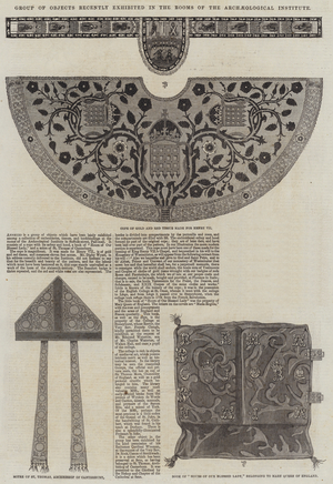 Group of Objects recently exhibited in the Rooms of the Archaeological Institute (engraving)