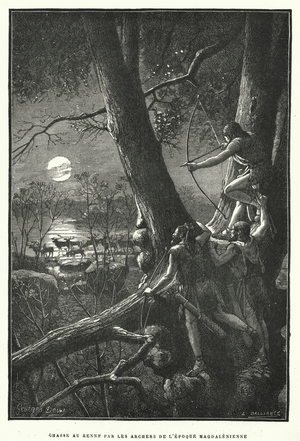 Chasse Au Renne Par Les Archers De L'Epoque Magdalenienne (engraving)