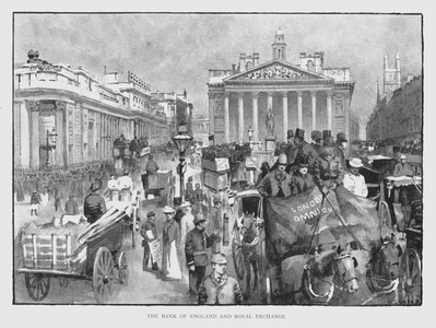 The Bank of England and Royal Exchange (litho)