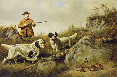 Amos F. Adams Shooting Over Gus Bondher and Son, Count Bondher, 1887 (oil on canvas)