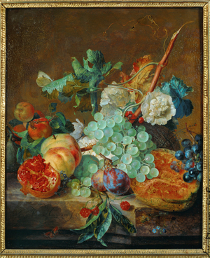 Flowers and fruit (painting on canvas)
