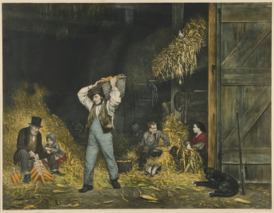 Husking, pub. 1861 (colour litho)