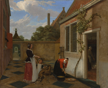 Scene in a Courtyard, early 1660s (oil on canvas)