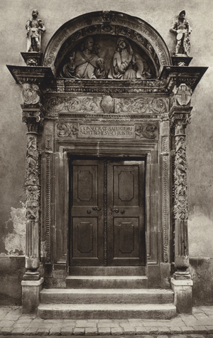 Wien, Portal der Salvatorkapelle (b/w photo)