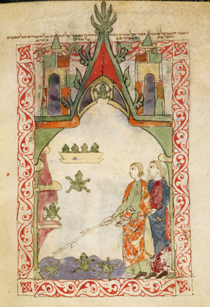 Or. 2737, f.70v The plague of frogs Hispano-Moresque Haggadah, Castile, c.1300