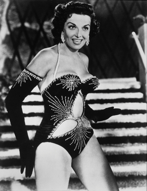 Jane Russell, on set of the Film 'The French Line', 1954 (b/w photo)