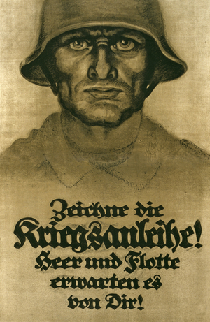 Zeichne die Kriegsanleihe! Heer und Flotte erwarten es von dir! Printed in Berlin, 1917 (colour litho)