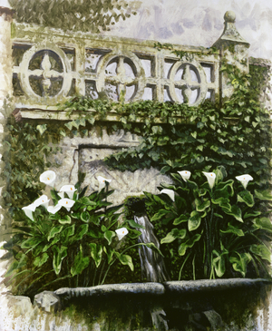 Spanish Fountain, Cordoba, Spain, 1995 (oil on canvas)