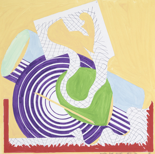 Maquette for the MFA, H Ball Decorations, 1982, reworked 1983 (collage, printed paper, w/c & graphite on board)