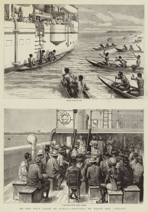 On the West Coast of Africa, Sketches on Board HMS "Magpie" (engraving)