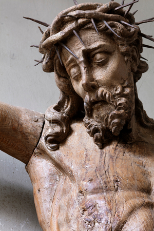 Collegiate church (Collégiale Saint-Gangulphe). Interior. Calvary. Wood (wood)