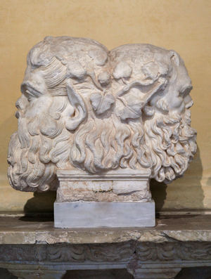 Double Herm with heads of Silenus.