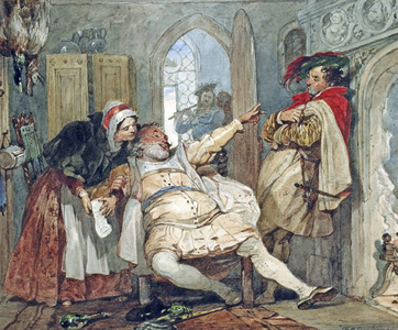 Falstaff, Bardolph and Dame Quickly, c.1845 (w/c with gum arabic on paper)