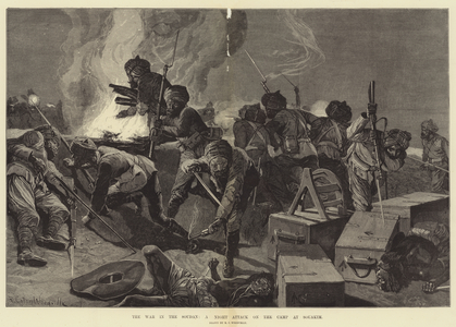 The War in the Soudan, a Night Attack on the Camp at Souakim (engraving)
