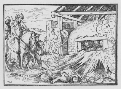 Shadrach, Meshach, and Abednego Cast into the Fire, Daniel III, 23 (engraving)