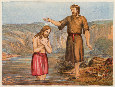 The baptism of Christ (colour litho)