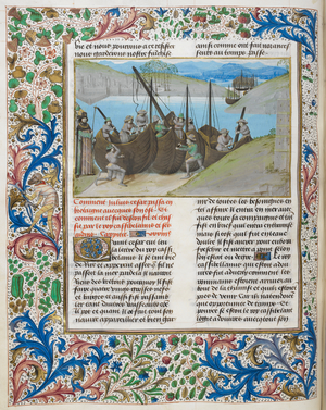 Caesar building a fleet to invade Britain, 15th century