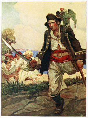 Frontispiece from Treasure Island pub. 1915 (colour lithoraph)
