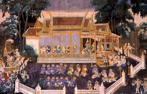 Cambodia: The Reamker (Ramayana) Frescoes in the gallery surrounding the Silver Pagoda compound, Royal Palace and Silver Pagoda, Phnom Penh