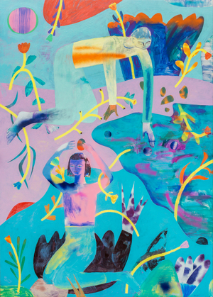Collecting shards of comets, 2023 (acrylic on canvas)