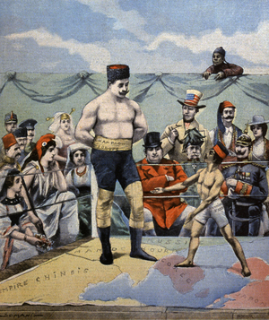 Japanese Russo War:  Whites vs Yellows, 1905 (illustration)