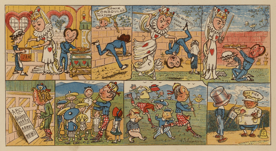 The Queen of Hearts and Simple Simon (colour litho)