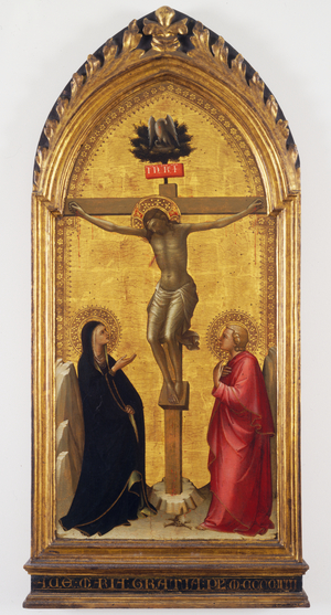 Christ on the Cross with the Virgin and Saint
John, 1408 (egg tempera and gold on wood)